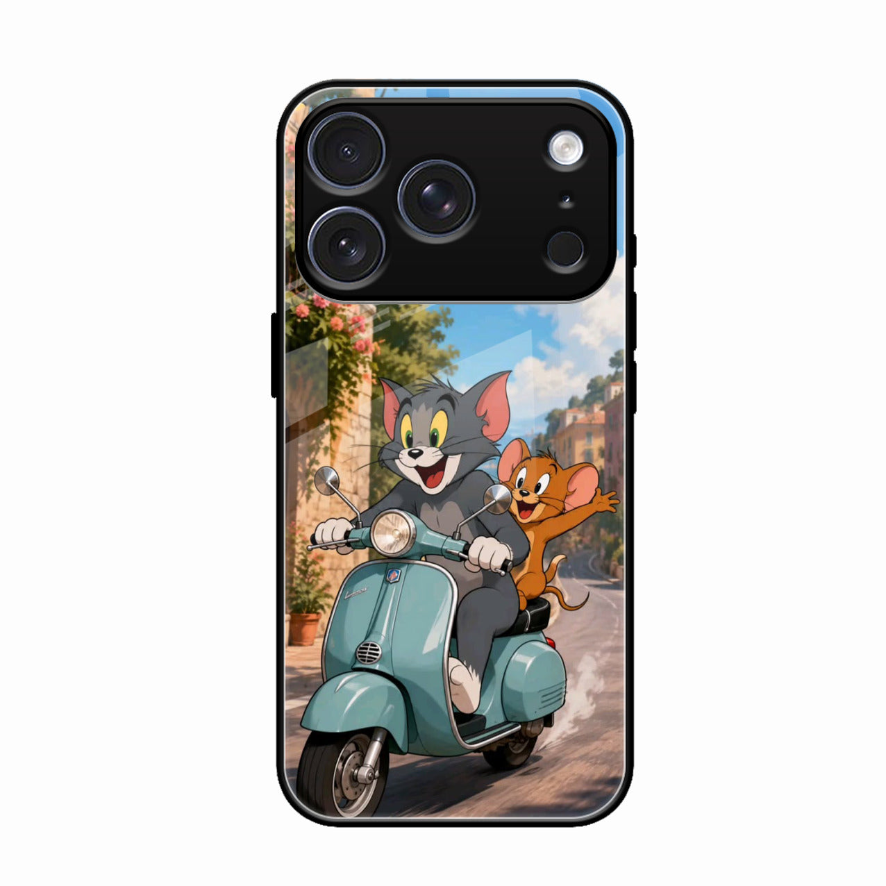 Cartoon Scooter Adventure Premium Glass Phone Case for iPhone 17 Pro Max