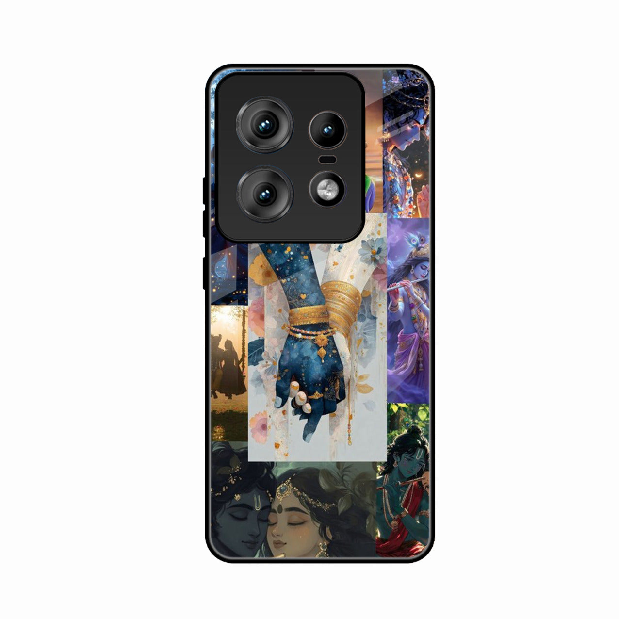 Eternal Radha Krishna Love Glass Phone Case for Motorola Edge 50 Pro
