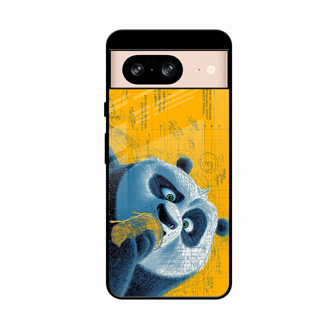 Cute Panda Sketch Premium Glass Phone Case for Google Pixel 8 5G