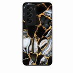 Black Gold Marble Glass Phone Case for Oppo Reno 12 Pro 5G