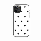 Heart Pattern White Glass Case Cover for iPhone 12 Pro Max