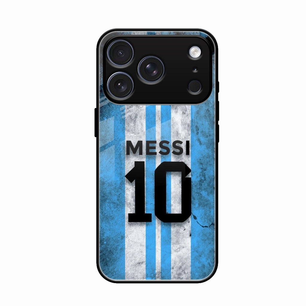 Blue Stripes Number 10 Football Glass Phone Case for iPhone 17 Pro