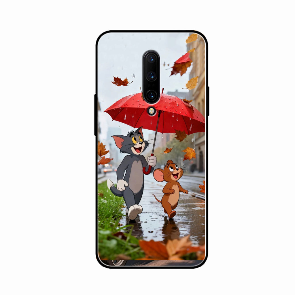 Rainy Day Cartoon Glass Phone Case for Oneplus 7 Pro