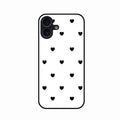 Heart Pattern White Glass Case Cover for iPhone 16 Plus