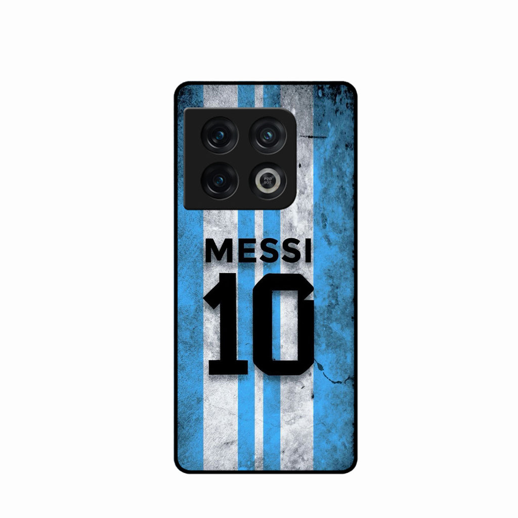 Blue Stripes Number 10 Football Glass Phone Case for Oneplus 10 Pro 5G