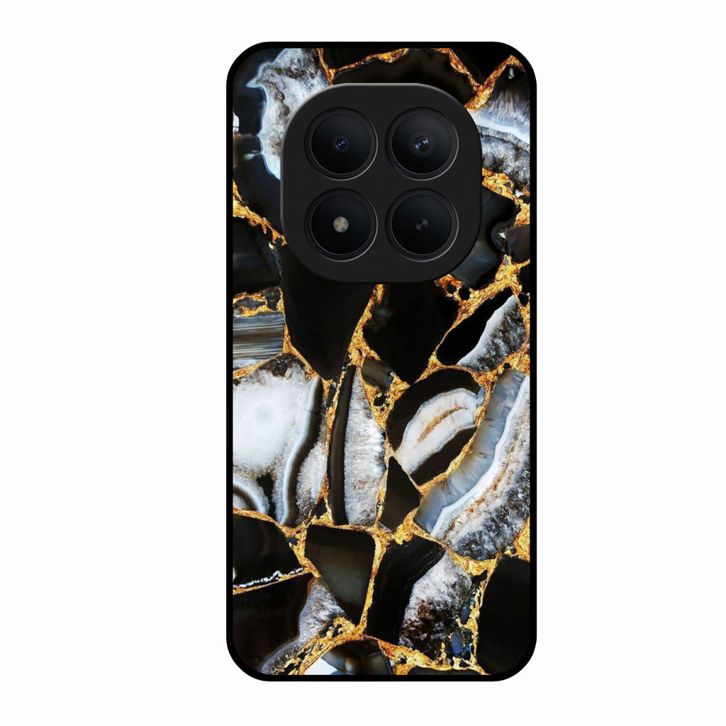 Black Gold Marble Glass Phone Case for Redmi Note 15 Pro Plus 5G