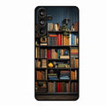 Colorful Bookshelf Art Glass Case Cover for Samsung Galaxy M55S 5G
