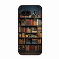 Colorful Bookshelf Art Glass Case Cover for Google Pixel 9A 5G