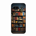 Colorful Bookshelf Art Glass Case Cover for Google Pixel 9A 5G