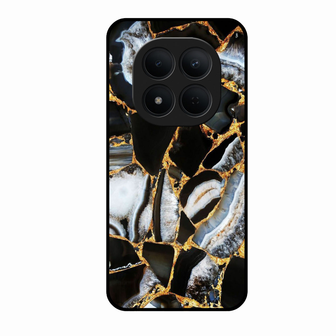 Black Gold Marble Glass Phone Case for Redmi Note 15 Pro 5G