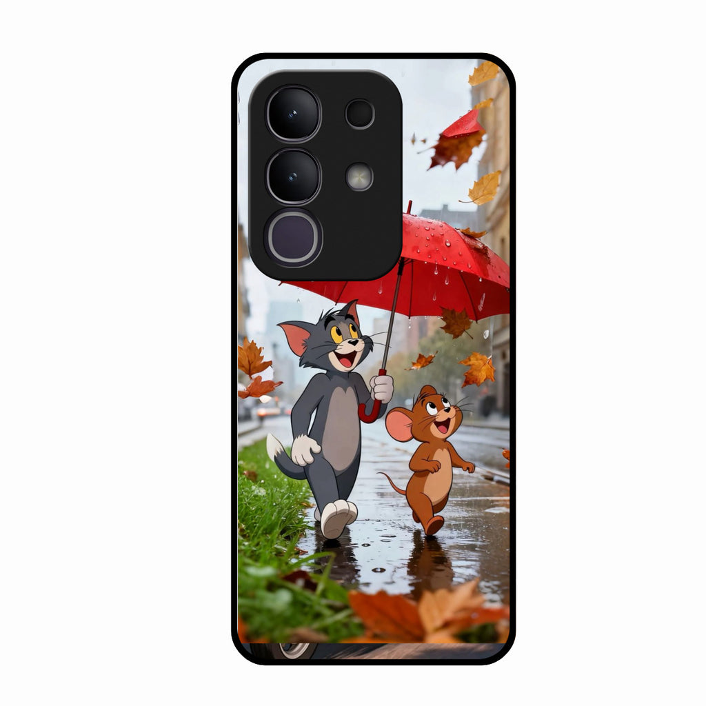 Rainy Day Cartoon Glass Phone Case for Vivo T4X 5G