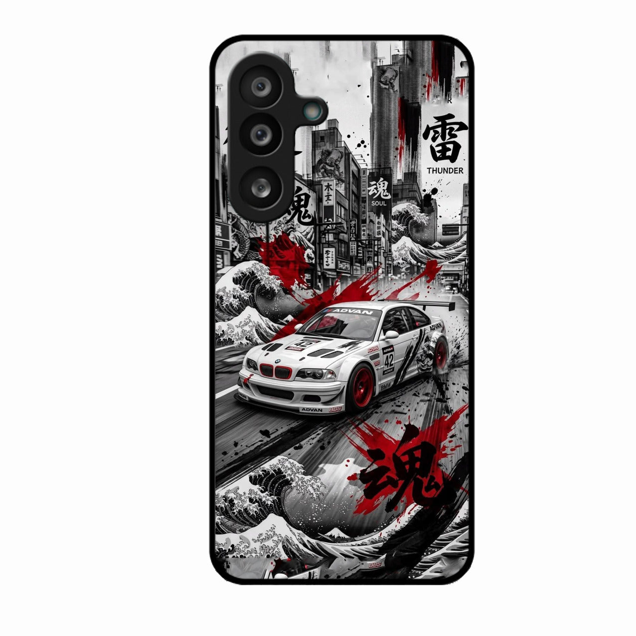 Japanese Wave Drift Racing Premium Glass Phone Case for Samsung Galaxy F56 5G