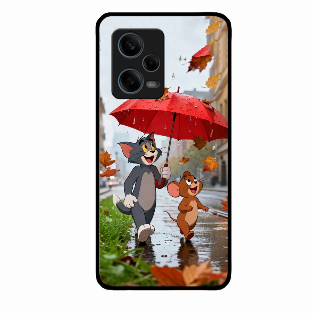 Rainy Day Cartoon Glass Phone Case for Redmi Note 12 Pro Plus 5G