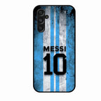 Blue Stripes Number 10 Football Glass Phone Case for Samsung Galaxy F34 5G