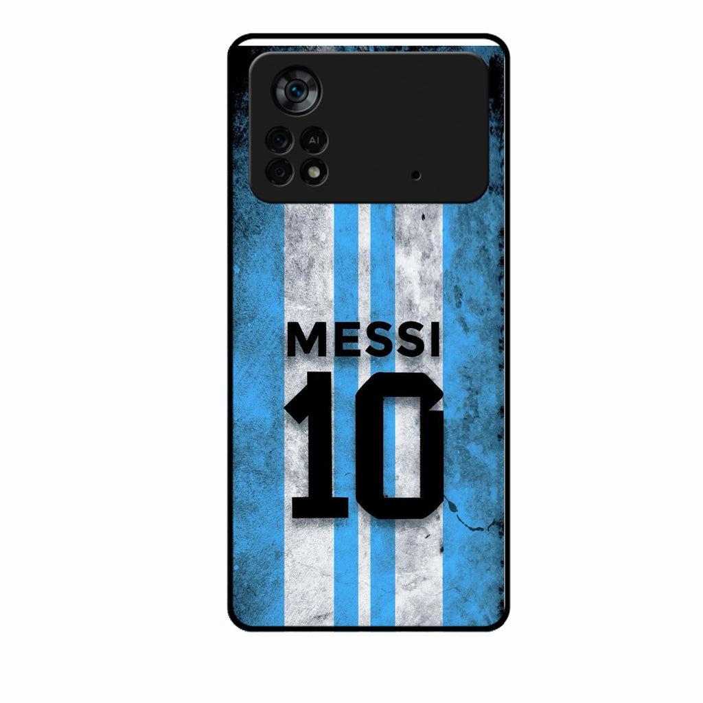 Blue Stripes Number 10 Football Glass Phone Case for Poco X4 Pro 5G