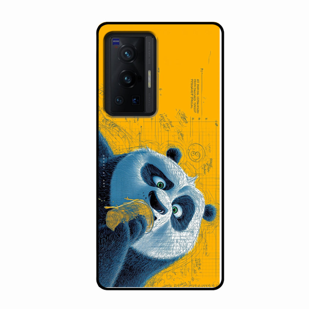 Cute Panda Sketch Premium Glass Phone Case for Vivo X70 Pro 5G