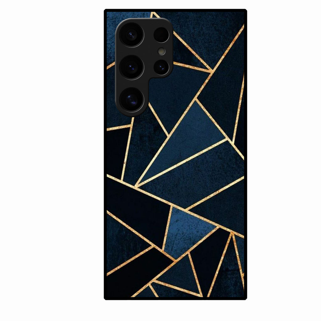 Midnight Gold Geometric Premium Glass Phone Case for Samsung Galaxy S24 Ultra 5G