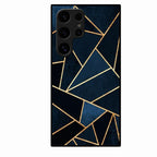 Midnight Gold Geometric Premium Glass Phone Case for Samsung Galaxy S24 Ultra 5G