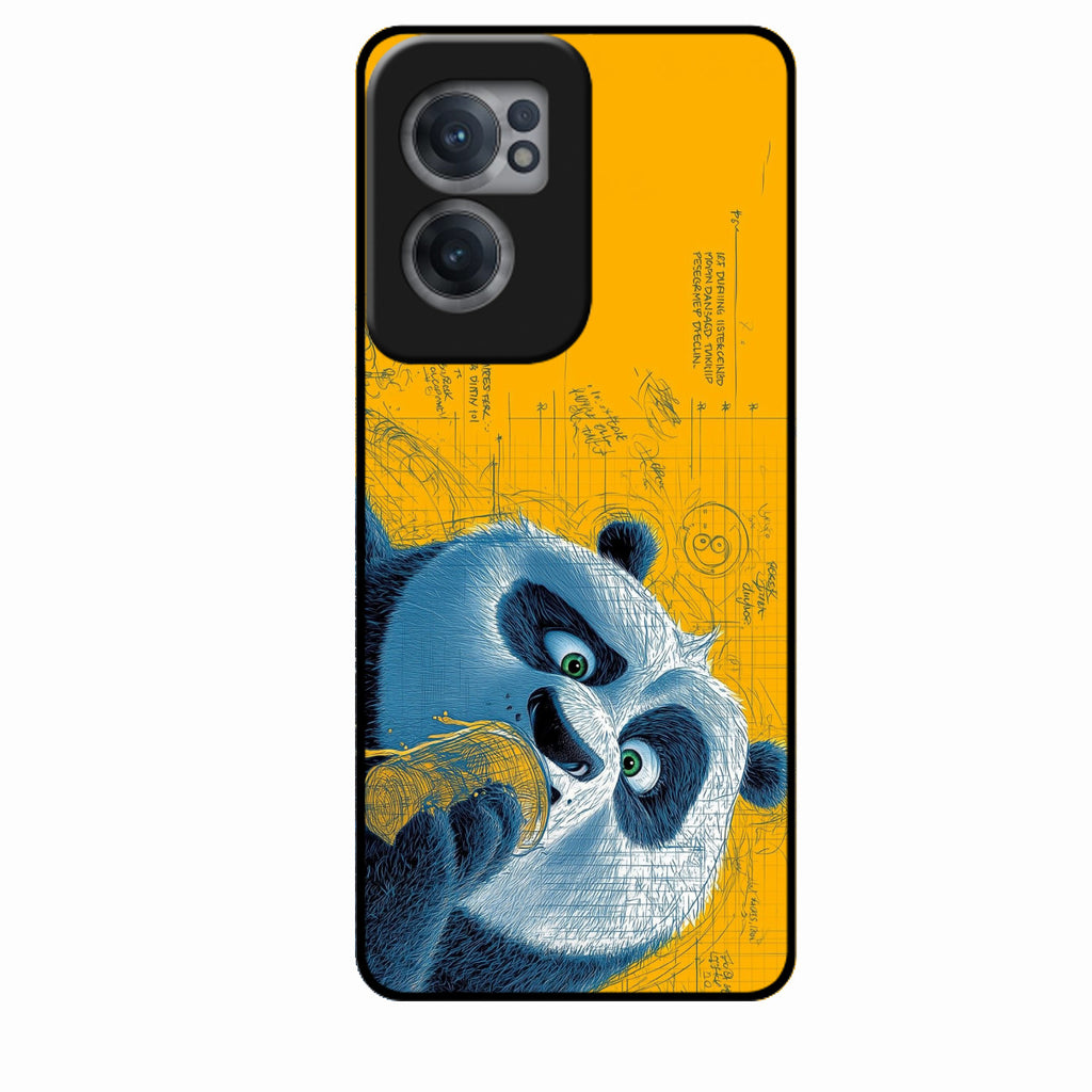 Cute Panda Sketch Premium Glass Phone Case for Oneplus Nord Ce 2 5G