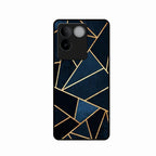 Midnight Gold Geometric Premium Glass Phone Case for iQOO Z7 Pro 5G