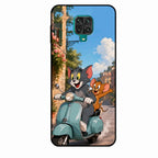 Cartoon Scooter Adventure Premium Glass Phone Case for Redmi Note 9 Pro Max