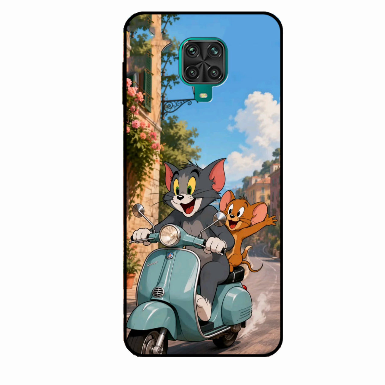 Cartoon Scooter Adventure Premium Glass Phone Case for Redmi Note 9 Pro Max