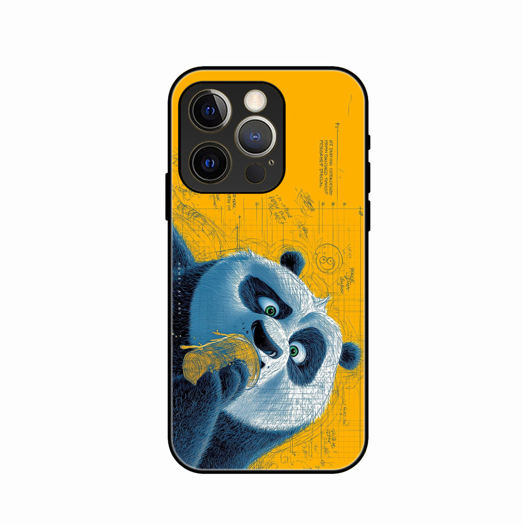 Cute Panda Sketch Premium Glass Phone Case for iPhone 14 Pro