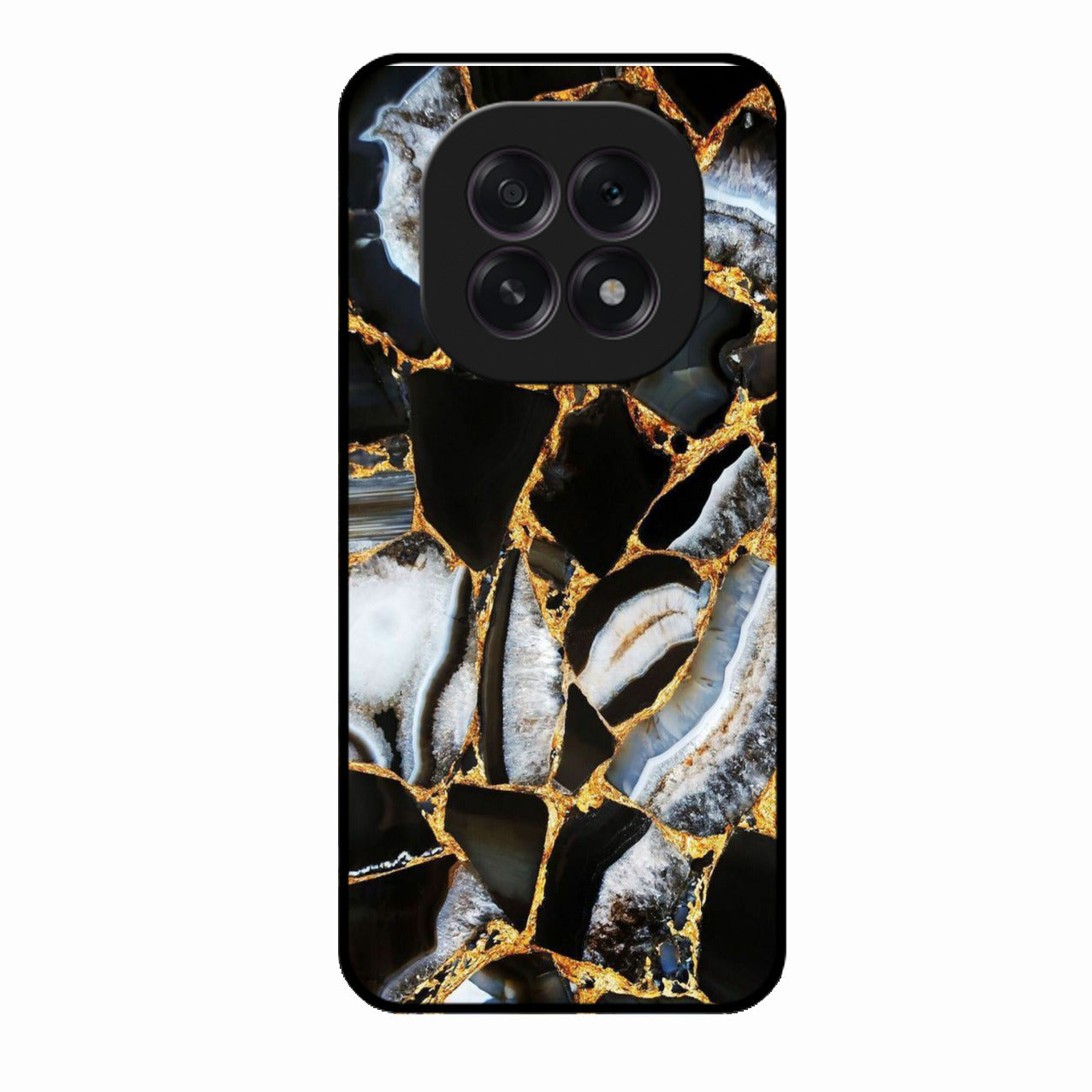 Black Gold Marble Glass Phone Case for Oppo F29 5G