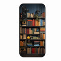 Colorful Bookshelf Art Glass Case Cover for Samsung Galaxy M34 5G