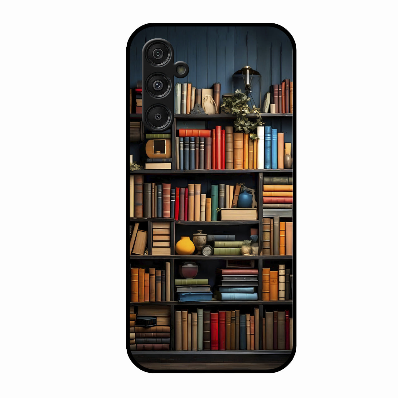 Colorful Bookshelf Art Glass Case Cover for Samsung Galaxy M34 5G