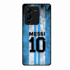 Blue Stripes Number 10 Football Glass Phone Case for Vivo V25 Pro 5G