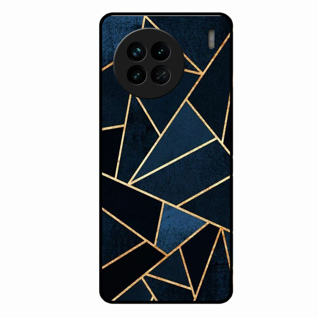 Midnight Gold Geometric Premium Glass Phone Case for Vivo X90 5G