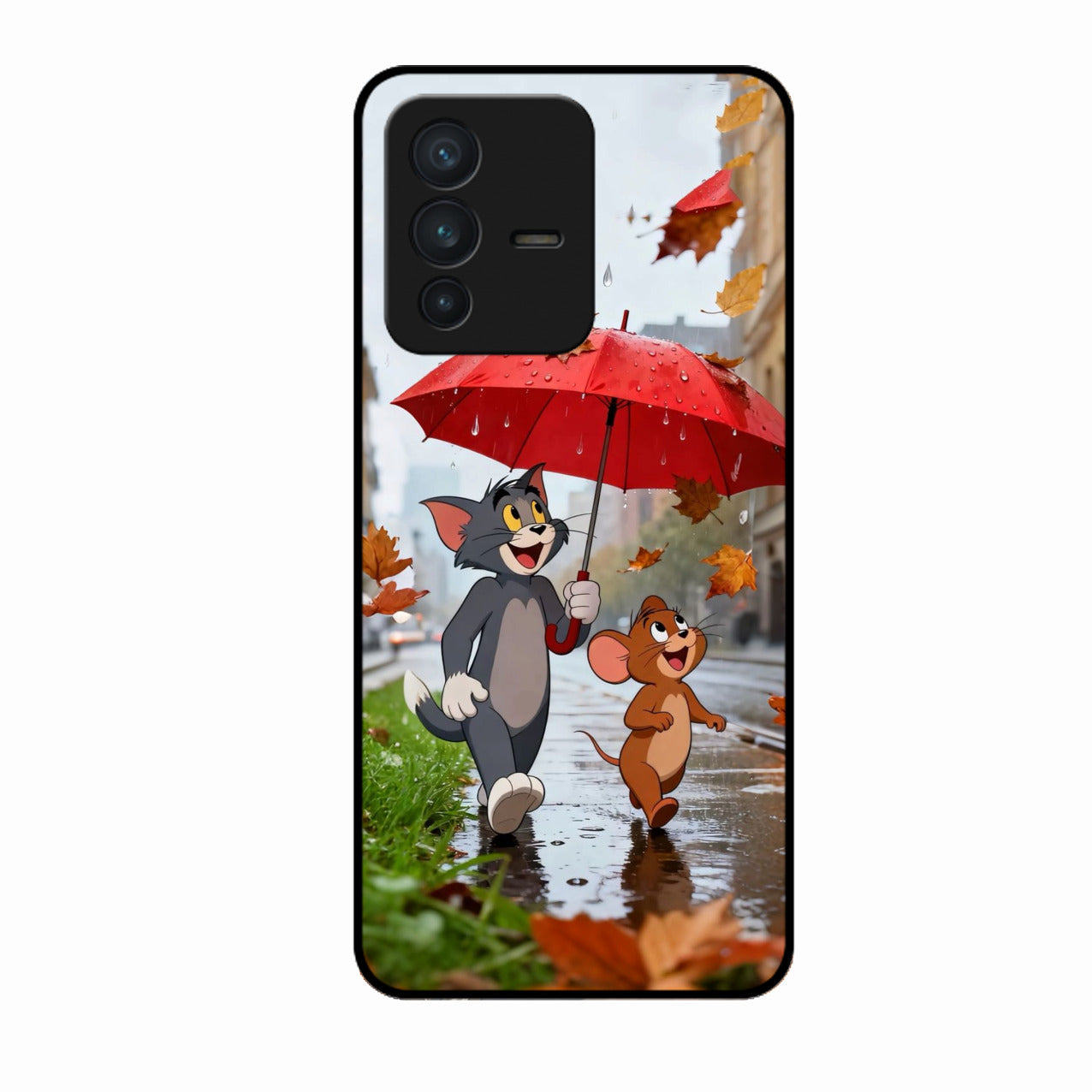 Rainy Day Cartoon Glass Phone Case for Vivo V23 5G