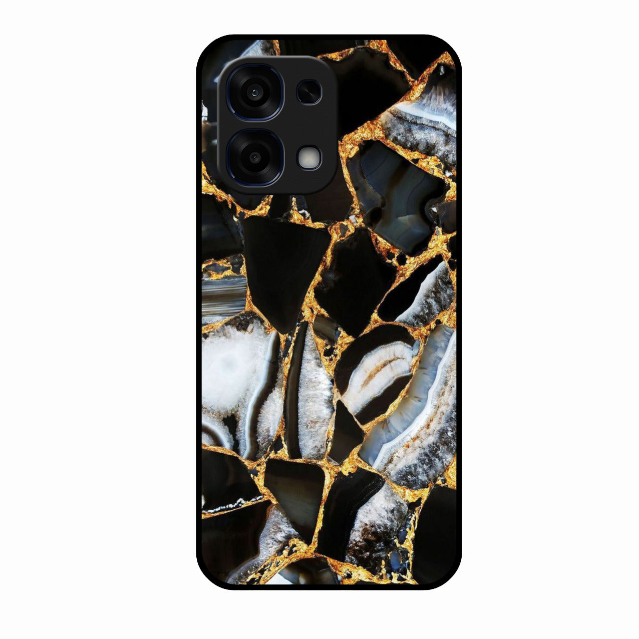 Black Gold Marble Glass Phone Case for Oppo F31 5G