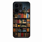 Colorful Bookshelf Art Glass Case Cover for Oppo Reno 13 5G