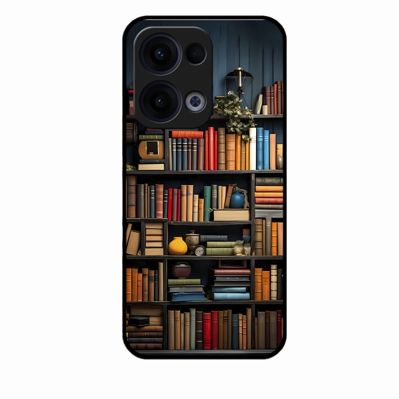 Colorful Bookshelf Art Glass Case Cover for Oppo Reno 13 5G