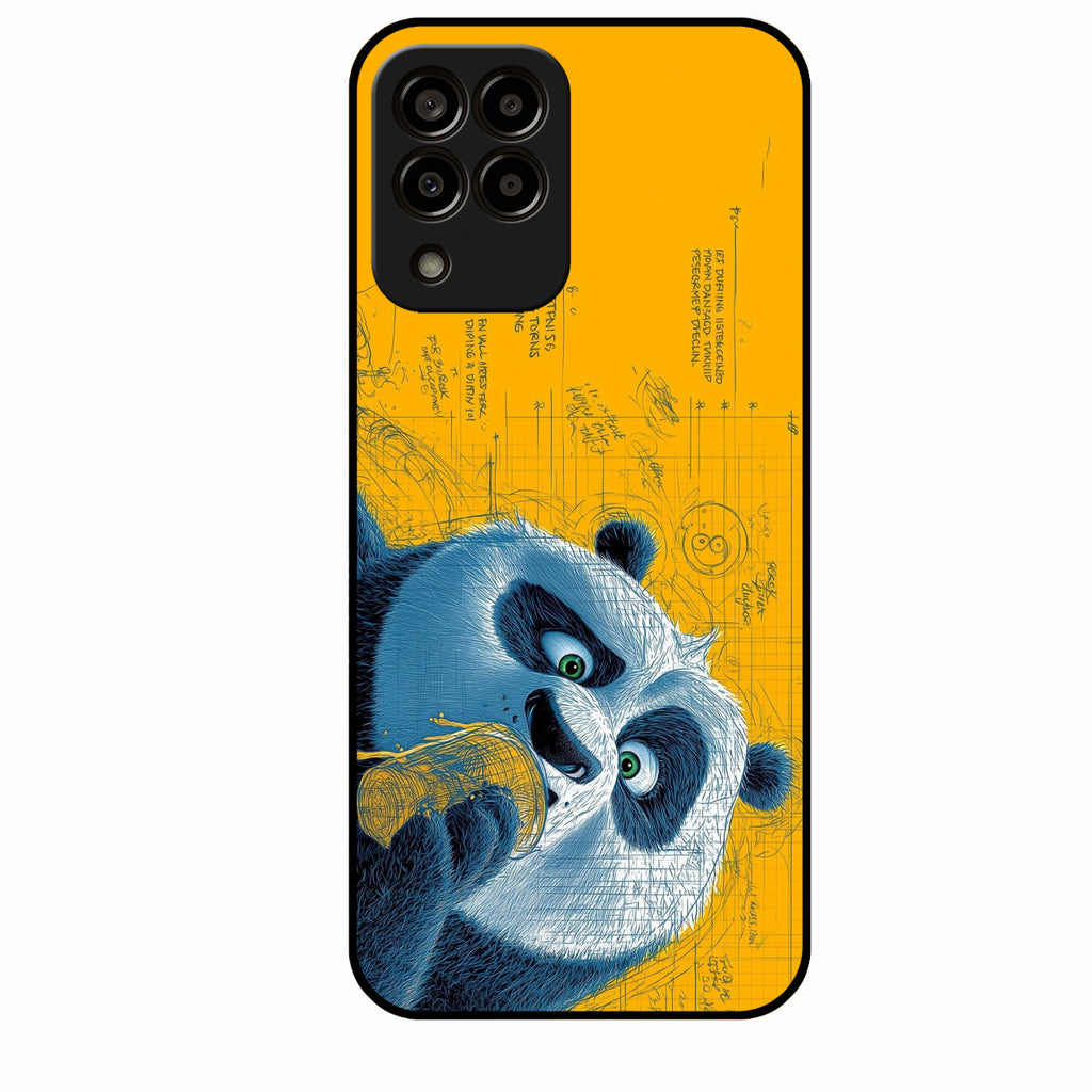 Cute Panda Sketch Premium Glass Phone Case for Samsung Galaxy M33 5G