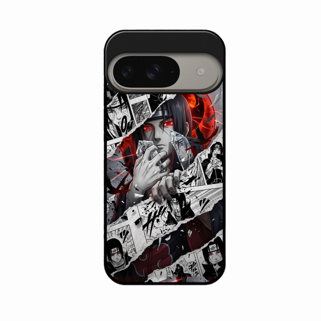 Itachi Uchiha Manga Collage Glass Phone Case for Google Pixel 9 5G