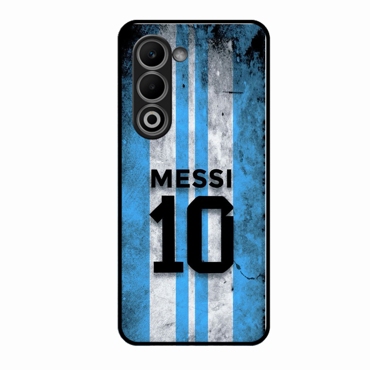 Blue Stripes Number 10 Football Glass Phone Case for Oppo A5 5G