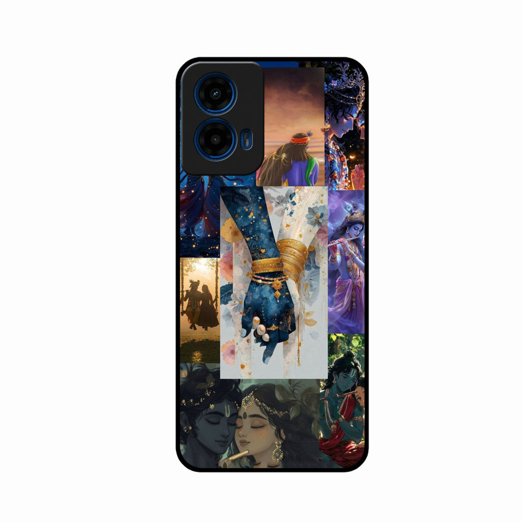 Eternal Radha Krishna Love Glass Phone Case for Motorola G45 5G