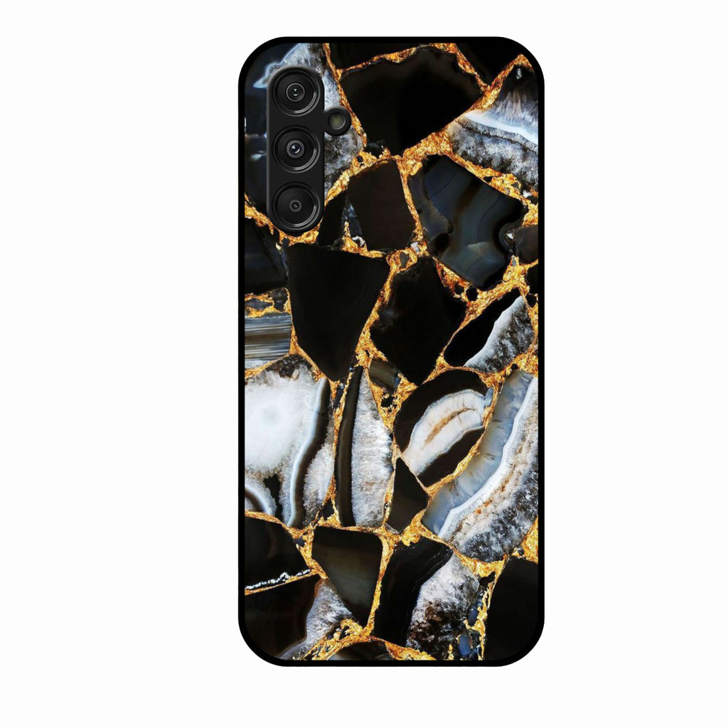 Black Gold Marble Glass Phone Case for Samsung Galaxy F36 5G