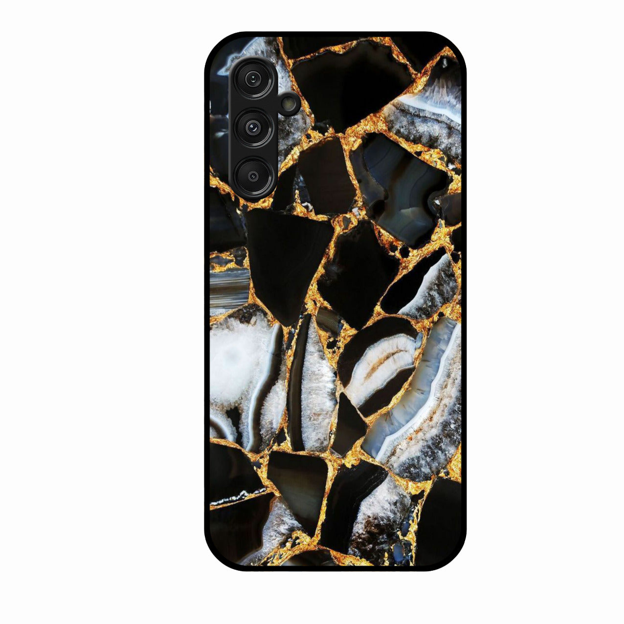 Black Gold Marble Glass Phone Case for Samsung Galaxy F36 5G