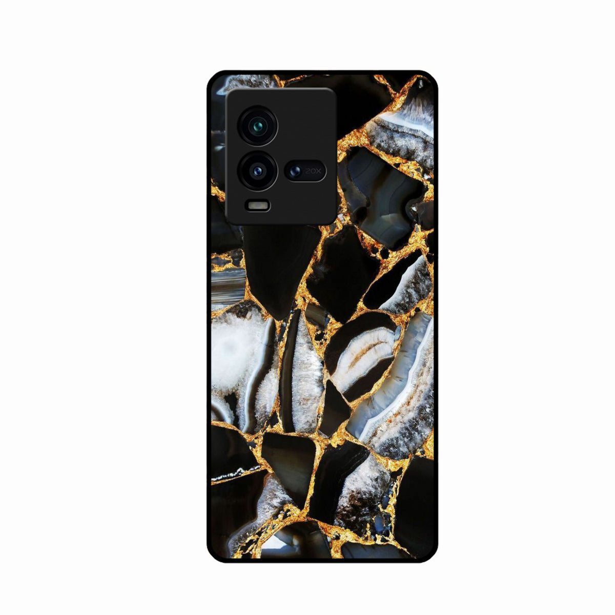 Black Gold Marble Glass Phone Case for iQOO 9T 5G