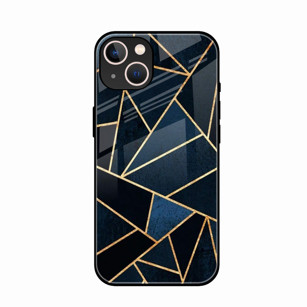 Midnight Gold Geometric Premium Glass Phone Case for iPhone 15 Plus