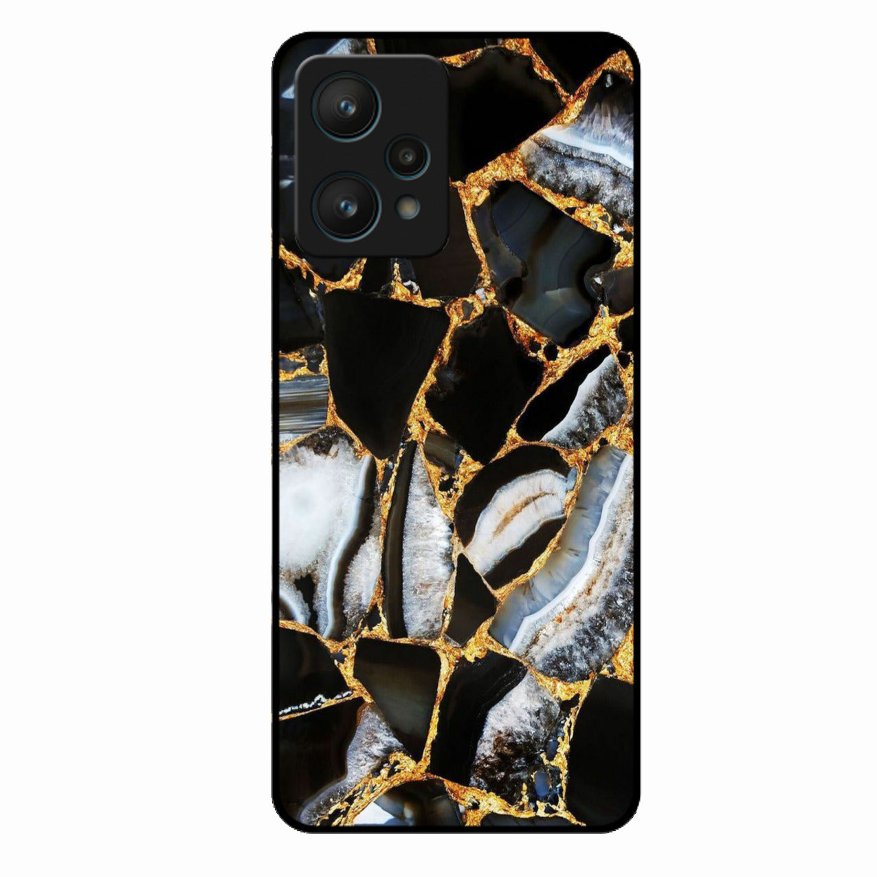Black Gold Marble Glass Phone Case for Realme 9 Pro 5G