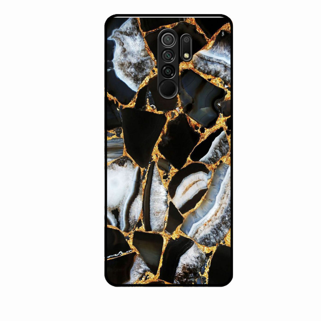 Black Gold Marble Glass Phone Case for Redmi 9 Prime - ShopOnCliQ