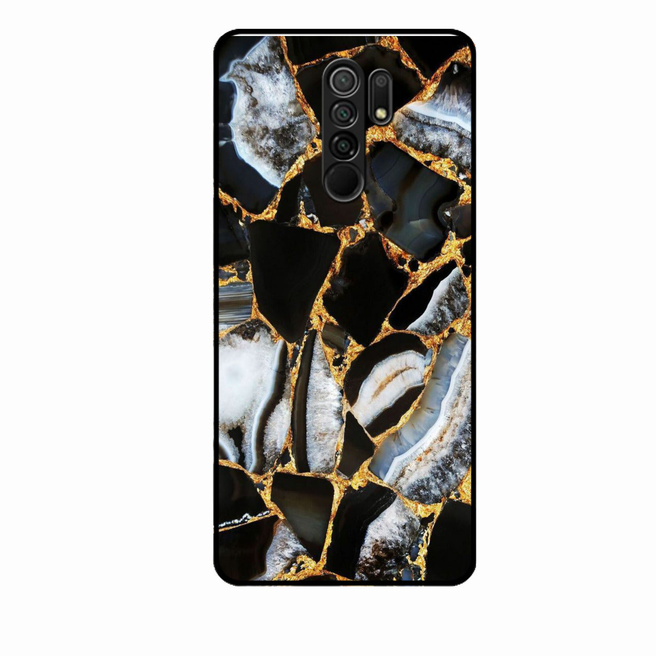 Black Gold Marble Glass Phone Case for Redmi 9 Prime