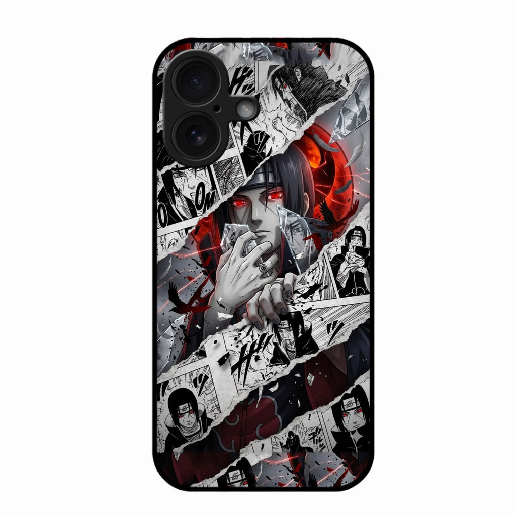 Itachi Uchiha Manga Collage Glass Phone Case for iPhone 16