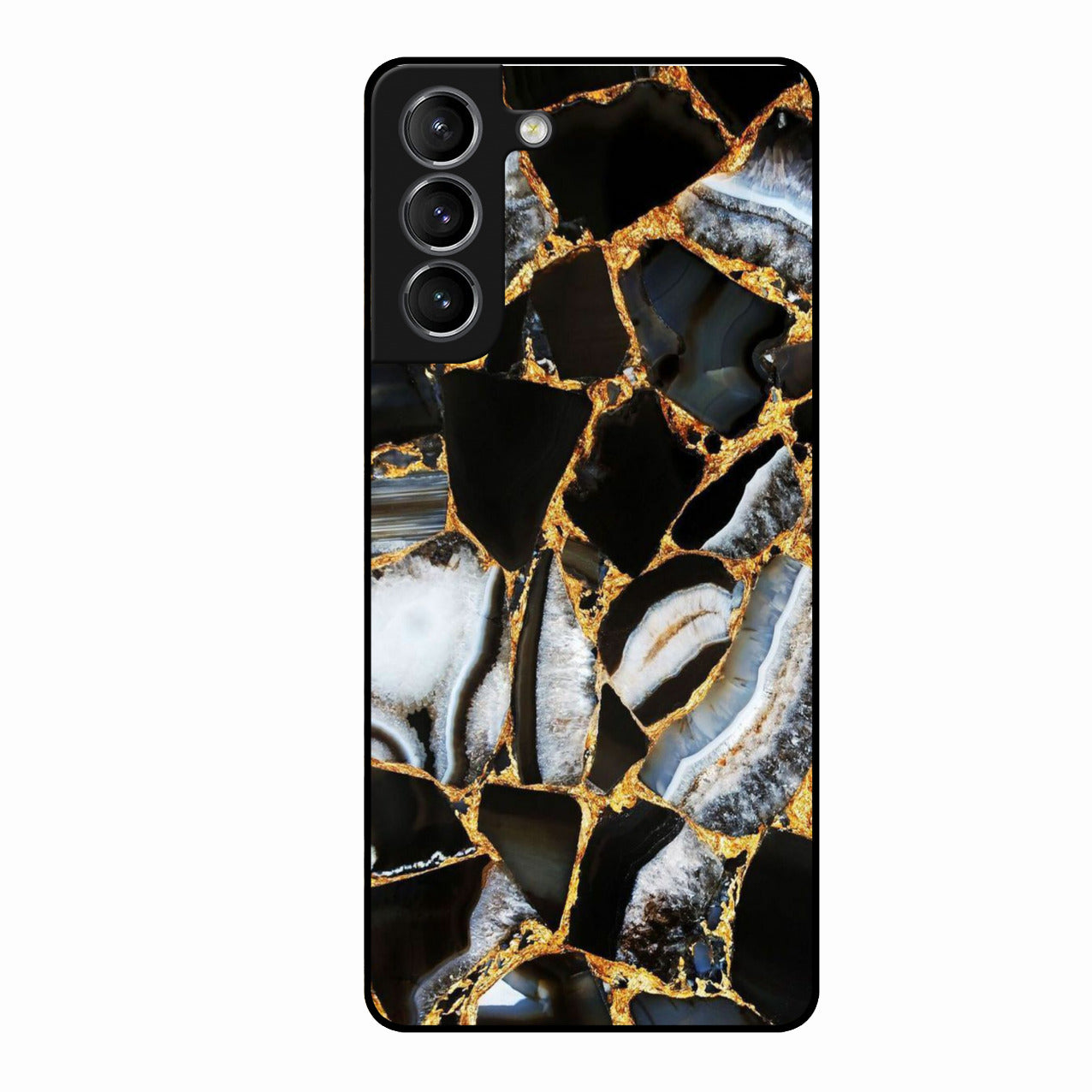 Black Gold Marble Glass Phone Case for Samsung Galaxy S21 Plus