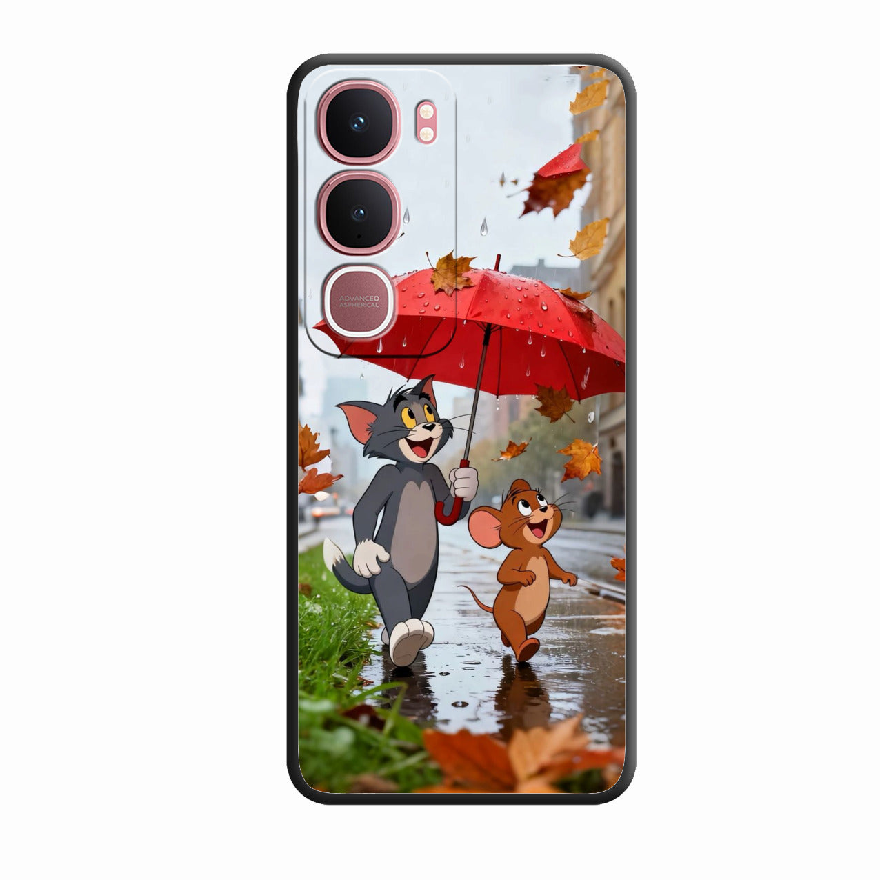Rainy Day Cartoon Glass Phone Case for Vivo Y31 5G